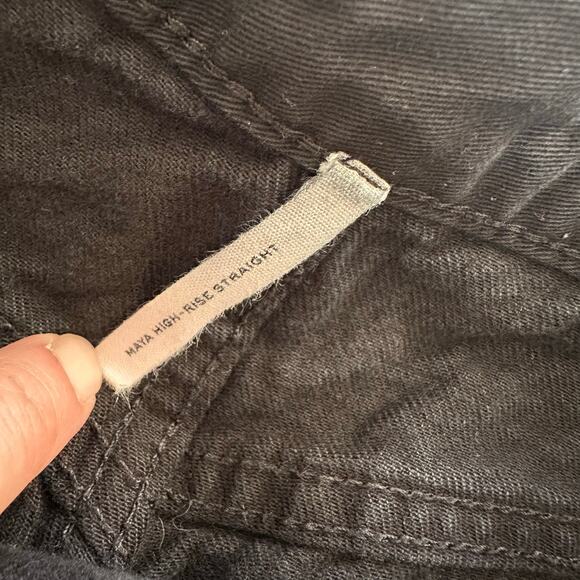 Rag & Bone Black Denim 100% Organic Cotton Maya High-Rise Straight Size 25x29 - Picture 10 of 12